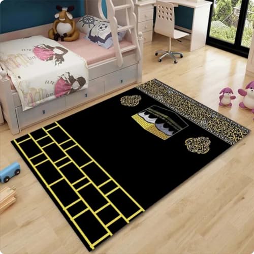 Schwarzer Gebetsteppich Teppich für Wohnzimmer Schlafzimmer Nachttisch Bodenmatte Teppich 100 * 160cm von TYNWASTH