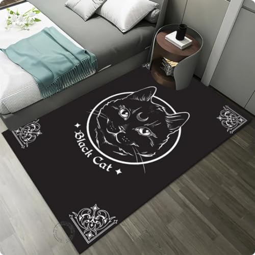 Schwarzer Teppich Witchcraft-Druck Teppich für Wohnzimmer Schlafzimmer Nachttisch Bodenmatte 50 * 80cm von TYNWASTH