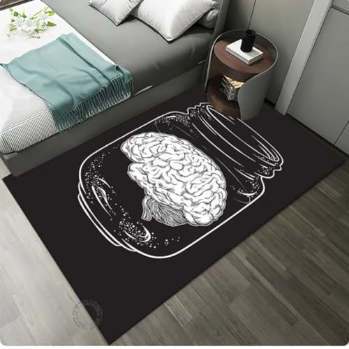 Schwarzer Teppich Witchcraft-Druck Teppich für Wohnzimmer Schlafzimmer Nachttisch Bodenmatte 80 * 120cm von TYNWASTH