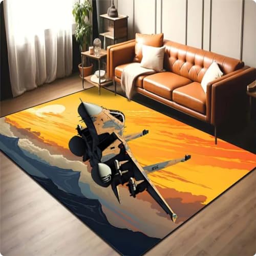 Teppich für Wohnzimmer Flugzeug-Kunstmuster Bedruckt Teppichbereich Dekoration Bodenmatte 160 * 200cm von TYNWASTH
