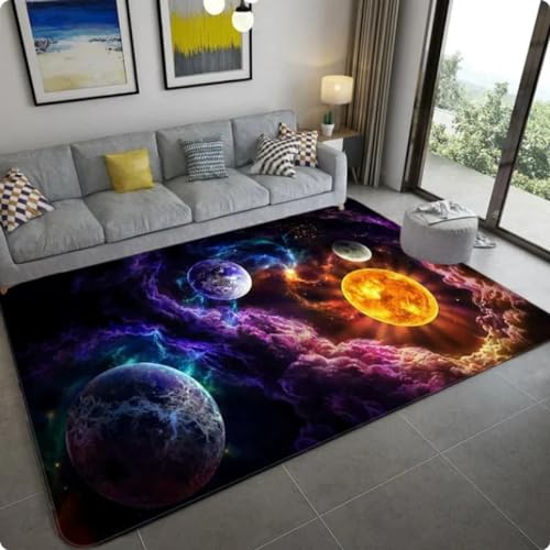 Teppiche für Wohnzimmer, 3D-Planet-Sonnensystem-Galaxie-Science-Fiction-Themen-Teppich-Fußmatte 120 * 160cm von TYNWASTH