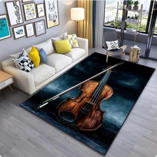 Teppiche mit Musikinstrument-Geigenmuster Teppiche für Wohnzimmer Schlafzimmer Nachttisch Bodenmatte 140 * 200cm von TYNWASTH