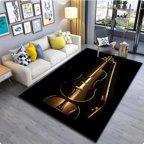 Teppiche mit Musikinstrument-Geigenmuster Teppiche für Wohnzimmer Schlafzimmer Nachttisch Bodenmatte 160 * 200cm von TYNWASTH