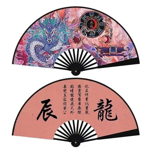 Fächer Schwarz Stoff Kunststoff Griffe Klapp Bühne Fans Yin Yang Tai Chi Handwerk(Color:5) von TYNXK