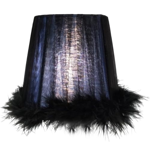 Feder Lampenschirm Nachttisch Schreibtisch Tisch Lampe Nacht Licht Chic Schatten Dinner Party Home Decor(Color 03) von TYNXK