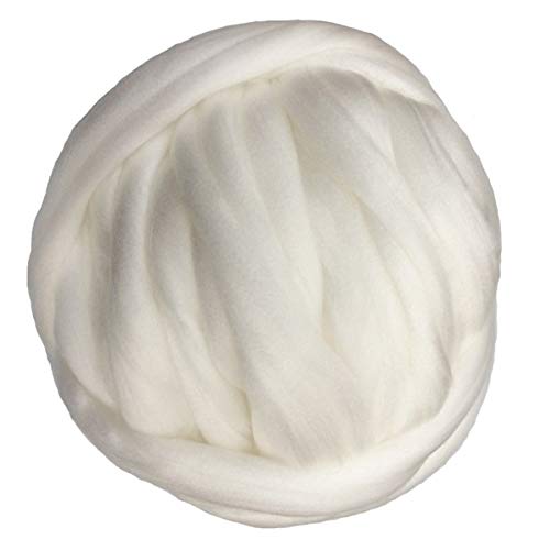 Grober Wollfaden Super Chunky Garnarm Strickgarndecke Sperrkolumige Roving Alternative Garne 500g (Color : White) von TYNXK