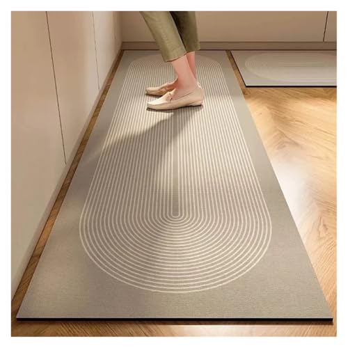 TYNXK 1/2PC Küchenbodenmatte Rutschfester und ölbeständiger Teppich Kieselgurschlamm saugfähige Fußmatte Heimdekoration(Color-03,2PC50X80 50X120cm) von TYNXK