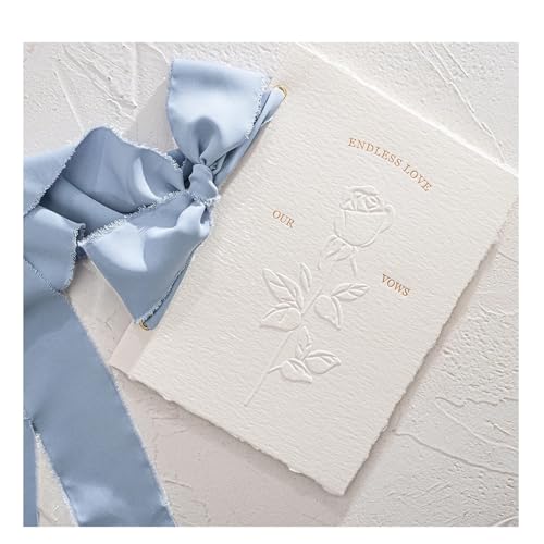 TYNXK 1 Stück Hochzeitsgelübdebücher Kartenset Konkaves und konvexes Design Einladungsgeschenkbuch Unsere Gelübde Karten mit Bändern(Blue) von TYNXK