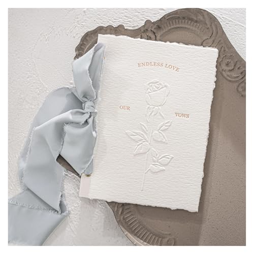 TYNXK 1 Stück Hochzeitsgelübdebücher Kartenset Konkaves und konvexes Design Einladungsgeschenkbuch Unsere Gelübde Karten mit Bändern(Blue Grey) von TYNXK