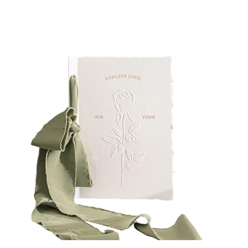 TYNXK 1 Stück Hochzeitsgelübdebücher Kartenset Konkaves und konvexes Design Einladungsgeschenkbuch Unsere Gelübde Karten mit Bändern(Green) von TYNXK