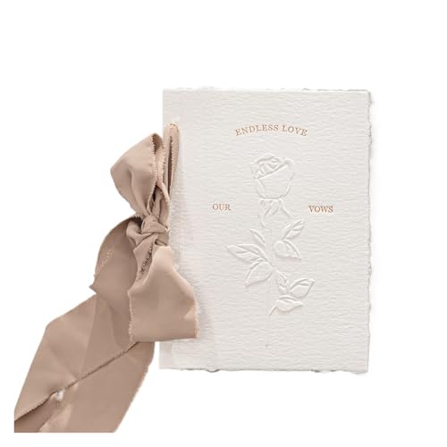 TYNXK 1 Stück Hochzeitsgelübdebücher Kartenset Konkaves und konvexes Design Einladungsgeschenkbuch Unsere Gelübde Karten mit Bändern(Light Coffee) von TYNXK