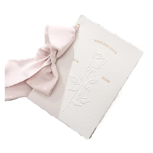 TYNXK 1 Stück Hochzeitsgelübdebücher Kartenset Konkaves und konvexes Design Einladungsgeschenkbuch Unsere Gelübde Karten mit Bändern(Pink) von TYNXK