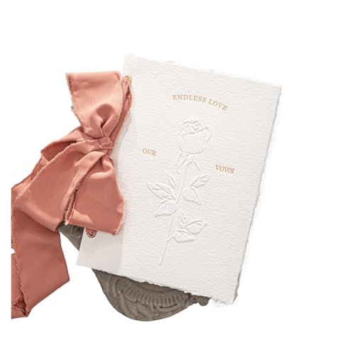 TYNXK 1 Stück Hochzeitsgelübdebücher Kartenset Konkaves und konvexes Design Einladungsgeschenkbuch Unsere Gelübde Karten mit Bändern(Red) von TYNXK