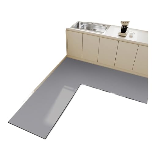 TYNXK Einfarbiger, Rutschfester Teppich aus Kieselalgenschlamm in L-Form, wasserabsorbierende Fußmatte, schmutzabweisende Restaurantmatten(Grey-150x150x45cm) von TYNXK
