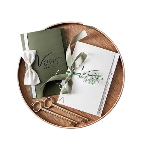 TYNXK Elegante handgeschriebene Hochzeitsgelübdekarten for Braut und Bräutigam Forest System Simple Celebration(Color-01) von TYNXK