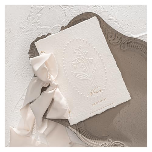 TYNXK Hochzeitsgelübdebücher Kartenset Konkaves und konvexes Design Dekoration Einladungsgeschenkbuch Glockenorchidee Gelübde Karten(White,1pc) von TYNXK