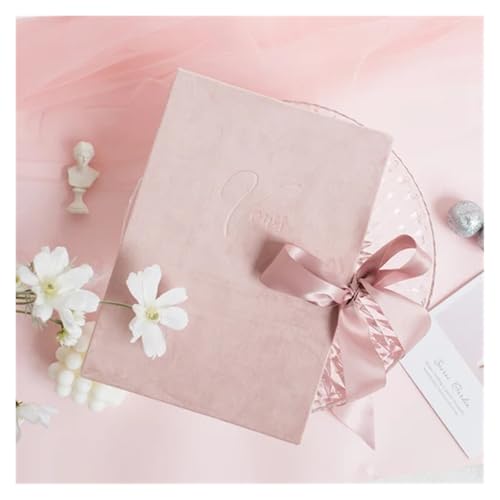 TYNXK Hochzeitsgeschenk Braut und Bräutigam Eidbuch A4 Samtbezug mit Schleifen Brautgeschenk Liebeserklärung Gelübde Karte(Pink) von TYNXK