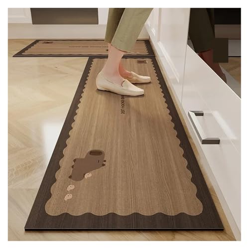 TYNXK Küchenbodenmatte Wasserdichter Rutschfester Teppich PVC-Leder Fußmatten Langer Heimdekorationsteppich(Color-01,1pc 140x200cm) von TYNXK