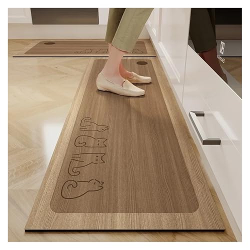TYNXK Küchenbodenmatte Wasserdichter Rutschfester Teppich PVC-Leder Fußmatten Langer Heimdekorationsteppich(Color-02,1pc 50x160cm) von TYNXK