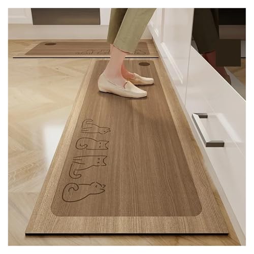 TYNXK Küchenbodenmatte Wasserdichter Rutschfester Teppich PVC-Leder Fußmatten Langer Heimdekorationsteppich(Color-02,1pc 80x200cm) von TYNXK