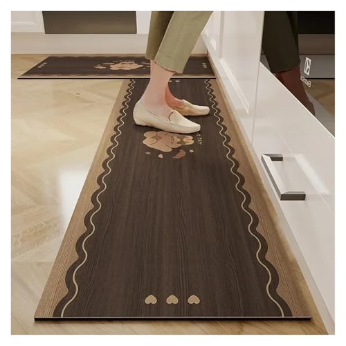 TYNXK Küchenbodenmatte Wasserdichter Rutschfester Teppich PVC-Leder Fußmatten Langer Heimdekorationsteppich(Color-03,1pc 100x150cm) von TYNXK