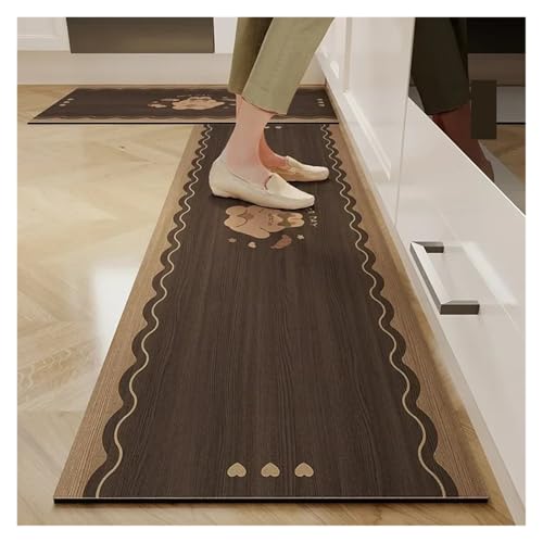 TYNXK Küchenbodenmatte Wasserdichter Rutschfester Teppich PVC-Leder Fußmatten Langer Heimdekorationsteppich(Color-03,1pc 80x200cm) von TYNXK