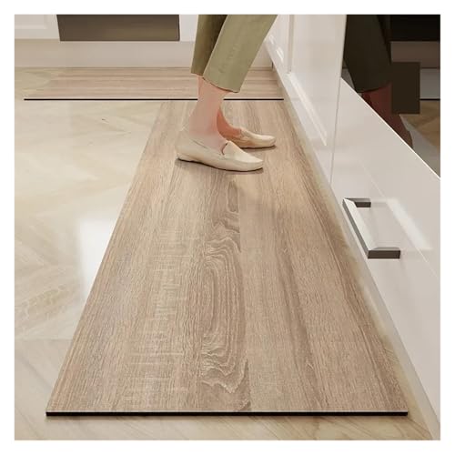 Küchenbodenmatte Wasserdichter Rutschfester Teppich PVC-Leder Fußmatten Langer Heimdekorationsteppich(Color-05,1pc 50x120cm) von TYNXK
