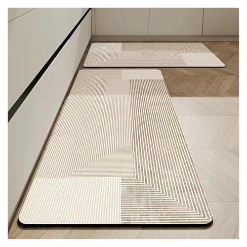 TYNXK Küchenbodenmatten Kieselgur-Teppich Rutschfester Verlängerungsstreifen Schmutzabweisende saugfähige Fußmatten(Color-04,2pc40x60 40x120cm) von TYNXK