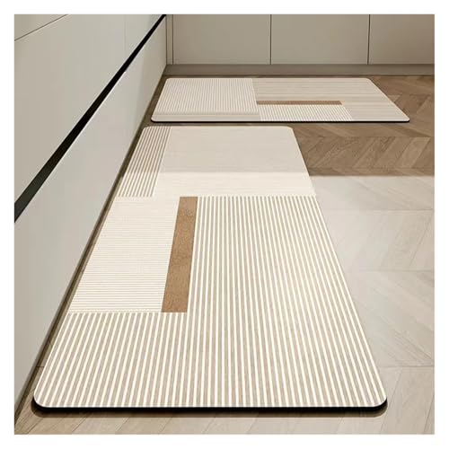 TYNXK Küchenbodenmatten Kieselgur-Teppich Rutschfester Verlängerungsstreifen Schmutzabweisende saugfähige Fußmatten(Color-05,60X90CM) von TYNXK