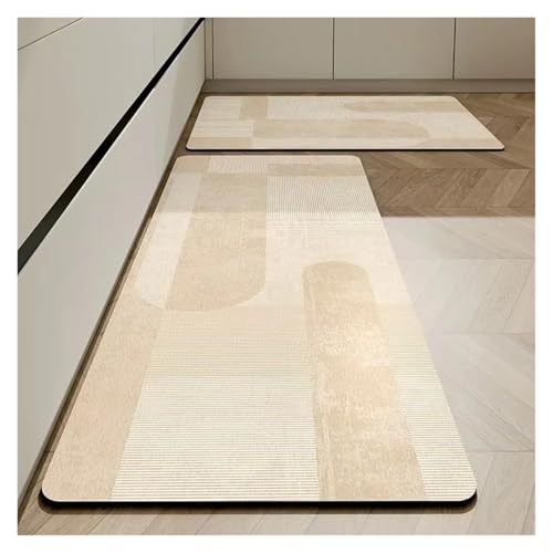 TYNXK Küchenbodenmatten Kieselgur-Teppich Rutschfester Verlängerungsstreifen Schmutzabweisende saugfähige Fußmatten(Color-08,2pc40x60 40x120cm) von TYNXK