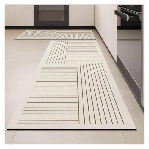 TYNXK Küchenbodenmatten Kieselgur-Teppich Rutschfester Verlängerungsstreifen Schmutzabweisende saugfähige Fußmatten(Color-09,2pc50x80 50x160cm) von TYNXK