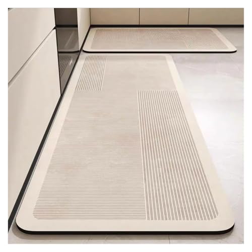 TYNXK Küchenbodenmatten Kieselgur-Teppich Rutschfester Verlängerungsstreifen Schmutzabweisende saugfähige Fußmatten(Color-13,2pc40x60 40x120cm) von TYNXK