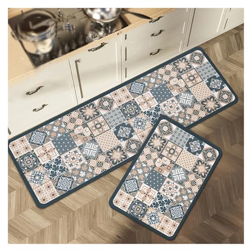 TYNXK Moderne Retro-Fußmatten mit leichtem Luxus-Premium-Feeling, rutschfest, for Wohnzimmer, Küche, Badezimmer, Heimdekoration(Color-03,50X160CM) von TYNXK