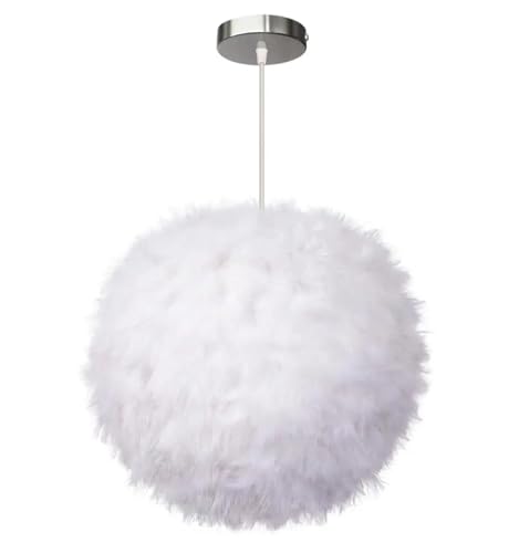 TYNXK Moderne flauschige Pendelleuchte Feder Lampenschirm Droplight Beleuchtung Schlafzimmer Esszimmer Wohnzimmer Dekoration(WHITE) von TYNXK