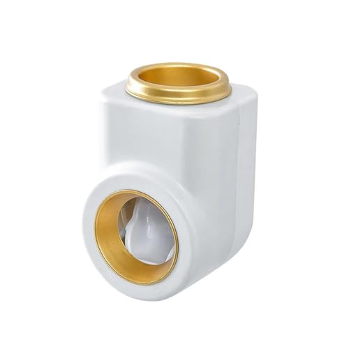 Zahnpastapresse Zahnpasta-Quetscher, automatischer Zahnpasta-Spender, wasserdichter Zahnpasta-Halter, freihändiges Quetschwerkzeug Zahnpasta Spender Automat (Color : White and Gold) von TYNXK