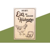 Schild "Hier Gibts Eier Von Glücklichen Hühnern" - Holzschild | Hofladen Aus Der Region von TYPECRAFTshop