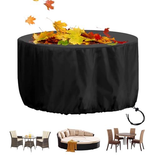 Gartenmöbel Abdeckung Runde Sitzgarnituren - Wasserdicht, 420D Oxford-Gewebe Schutzhülle für Gartentisch, Multi Größe 80x80cm, Schwarz von TYPYMY