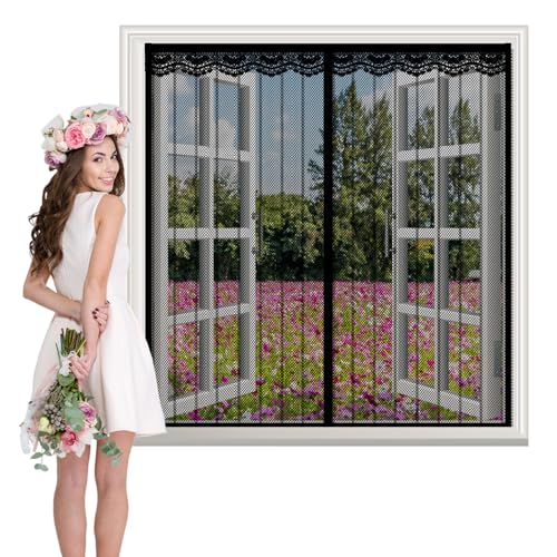 TYPYMY Fliegengitter Fenster Magne,Fliegengitter Balkontür,Fliegengitter Fenster,Insektenschutz Magnet Fliegenvorhang,für KellerFenster Wohnzimmer Terrassen Fenster,150x180cm,Schwarz von TYPYMY