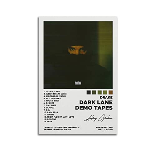 Drake Poster Dark Lane, Demo-Tapes, Albumcover, Poster, dekorative Malerei, Leinwand, Wandposter und Kunstdruck, moderne Familienschlafzimmer-Dekoration, Poster, 40 x 60 cm von TYRI