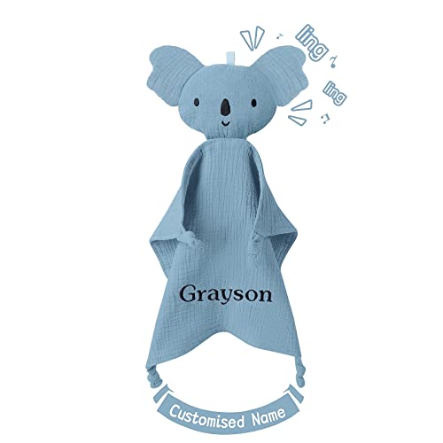 TYRY.HU Babydecke mit Namen Personalisierte Schmusetuch Kuscheldecke Schnuffeltuch Strick Geschenk zur Geburt(Koala) von TYRY.HU