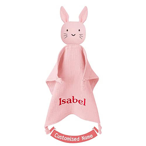 TYRY.HU Babydecke mit Namen Personalisierte Schmusetuch Kuscheldecke Schnuffeltuch Strick Geschenk zur Geburt(Rosa) von TYRY.HU