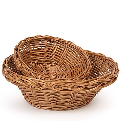 TYSK Design Brotkorb 2er-Set (20 + 30 cm Durchmesser) - Brotkörbchen, Korb geflochten aus Weide, Weidenkorb, Weidenkörbchen von TYSK Design