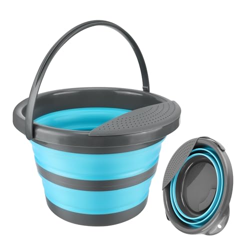 Faltbarer Silikon Eimers 8L Collapsible Plastic Bucket Faltbarer Eimer Faltbar Tragbares Putzeimer Faltbare runde Eimer für Reinigung, Camping, Angeln, Reisen von TYSM-CC
