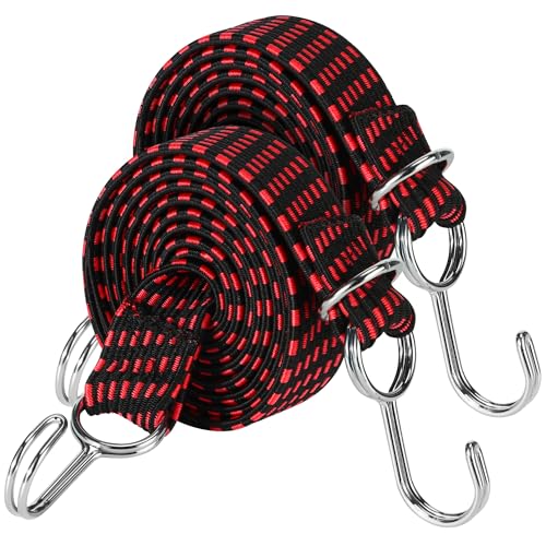 Spanngummi mit Haken, 2m Verstellbarer Gepäckspanner Extra Starke Spanngurte Gummispanner Gummibänder Expander Spanngurte für Fahrrad, Motorrad Gepäckpakete Fahrrad von TYSM-CC
