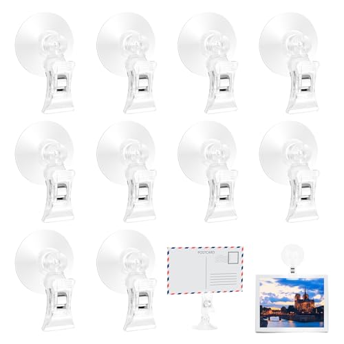 TYSM-CC 10 Stück Hochfeste Saugnapf-Haken-Set mit Clips (4,5cm Durchmesser) – Transparente Saugnapfhaken für Küche, Bad, Supermarktregale & Fenster von TYSM-CC