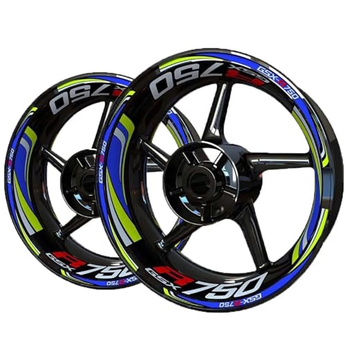 TYSMYXGS Felgenaufkleber Reflektierender Motorradfelgenaufkleber Für Suzuki GSXR750 GSXR 750 Radnabenaufkleber Abziehbilder Felgenstreifenband Radaufkleber(Farbe 14) von TYSMYXGS