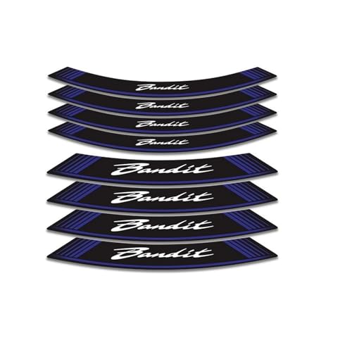 TYSMYXGS Motorrad 17 Zoll Rad Aufkleber Nabe Felgen Aufkleber Wetterfeste Reflektierende Streifen Band Dekoration Für Suzuki Bandit 600 1200 1250 650 Komplettes Set mit Felgenaufklebern(BLAU) von TYSMYXGS