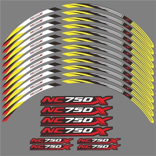 TYSMYXGS Motorrad-Radaufkleber, Wasserdichter Felgenstreifen, Zubehör Für NC750 NC 750 X 750X NC750X 2014-2024 2023 2022 2020 2021 Komplettes Set mit Felgenaufklebern(Gelb) von TYSMYXGS