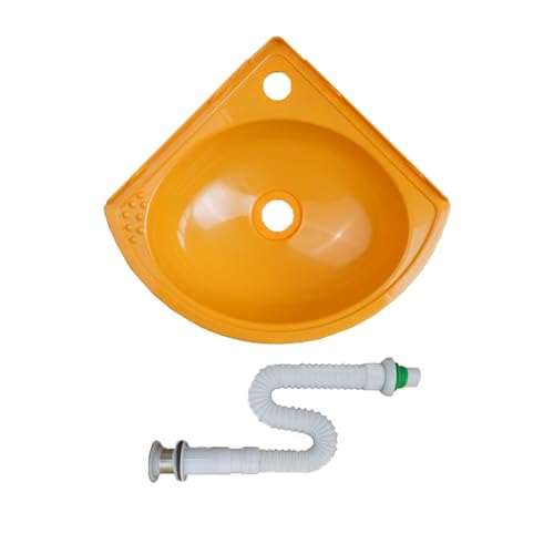 TYTFTDLD Dreieck Kunststoff Waschbecken, Wandmontage，Kunststoffe，Einfache Wand Waschbecken, Kleines Waschbecken, Badezimmer Waschbecken, Mini Waschbecken, Gästetoilette，39.5cm*34.5cm[gelb] von TYTFTDLD