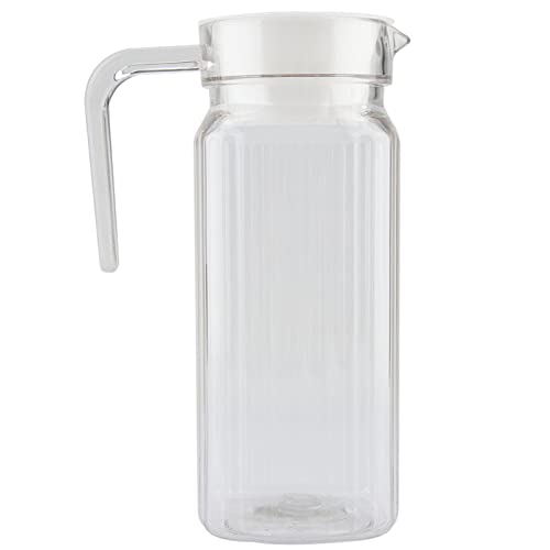 Milchkännchen mit Deckel, Transparente Acryl-Saftflasche, Gestreiftes Wasser, Eiskalter Saftkrug, Getränkekrug für Den Kühlschrank in der Bar(800ml) von TYTOGE